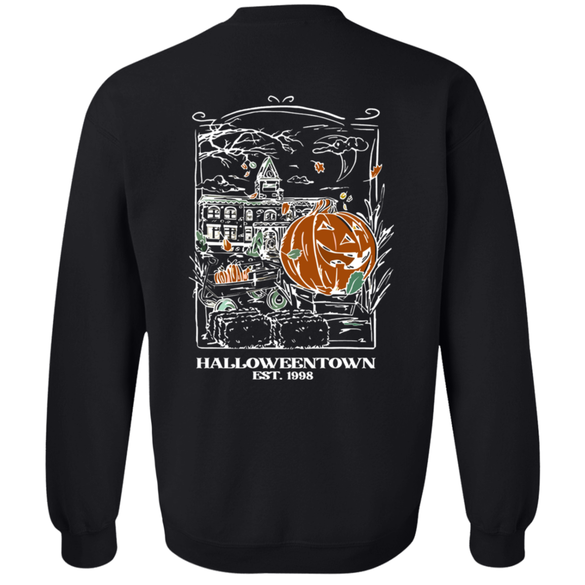 Halloweentown University Sweatshirts Front and Back Design | Nostalgic Theme with Stylized Graphic