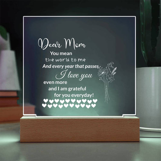 To My Mom | You Mean The World To Me - Square Acrylic Plaque